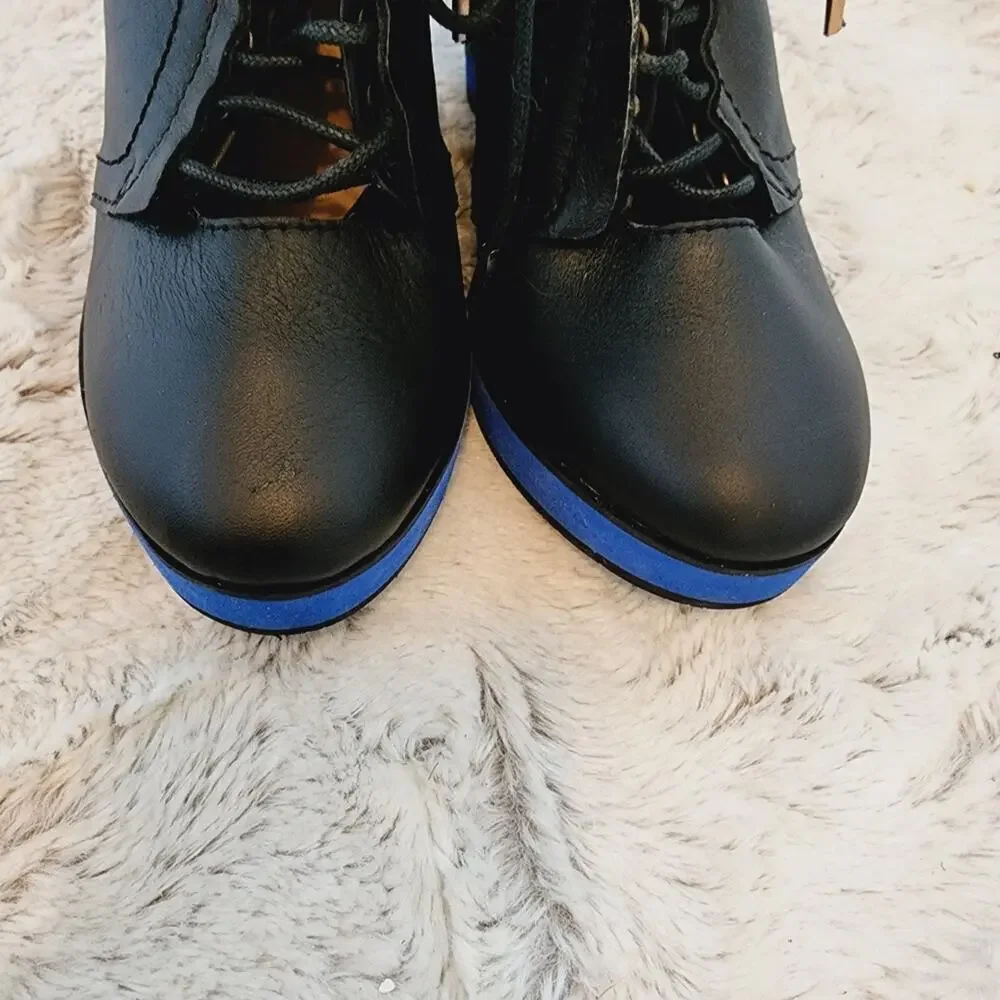 NANETTE LAPORE BLACK PLATFORM TIE SHOES SIZE 8.5